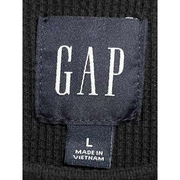 (SOLD)Gap Sweatshirt Top Henley Crew Neck Mens Large Long Sleeve Black Sweater - Picture 5 of 7